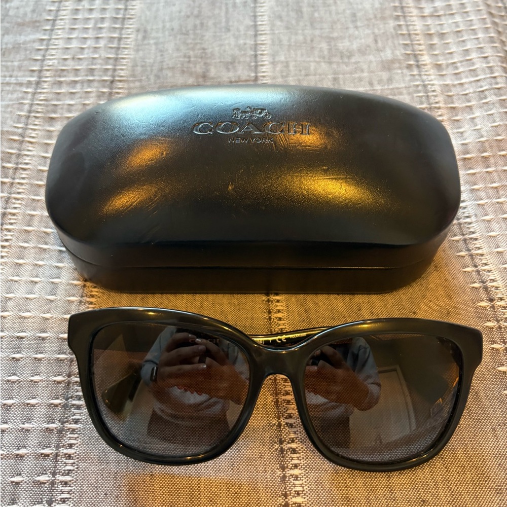 Coach Glossy Black Sunglasses with Case